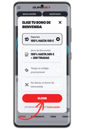 Elige tu bono de bienvenida